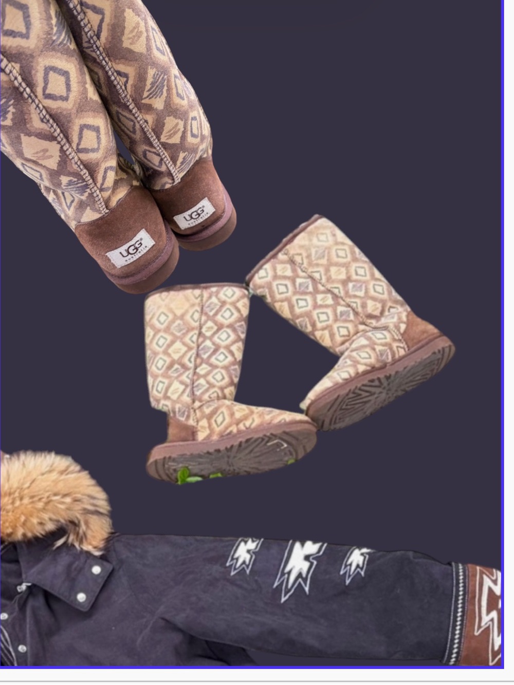 UGG Vintage Aztec Print Tall Boots Rare - Picture 6 of 6